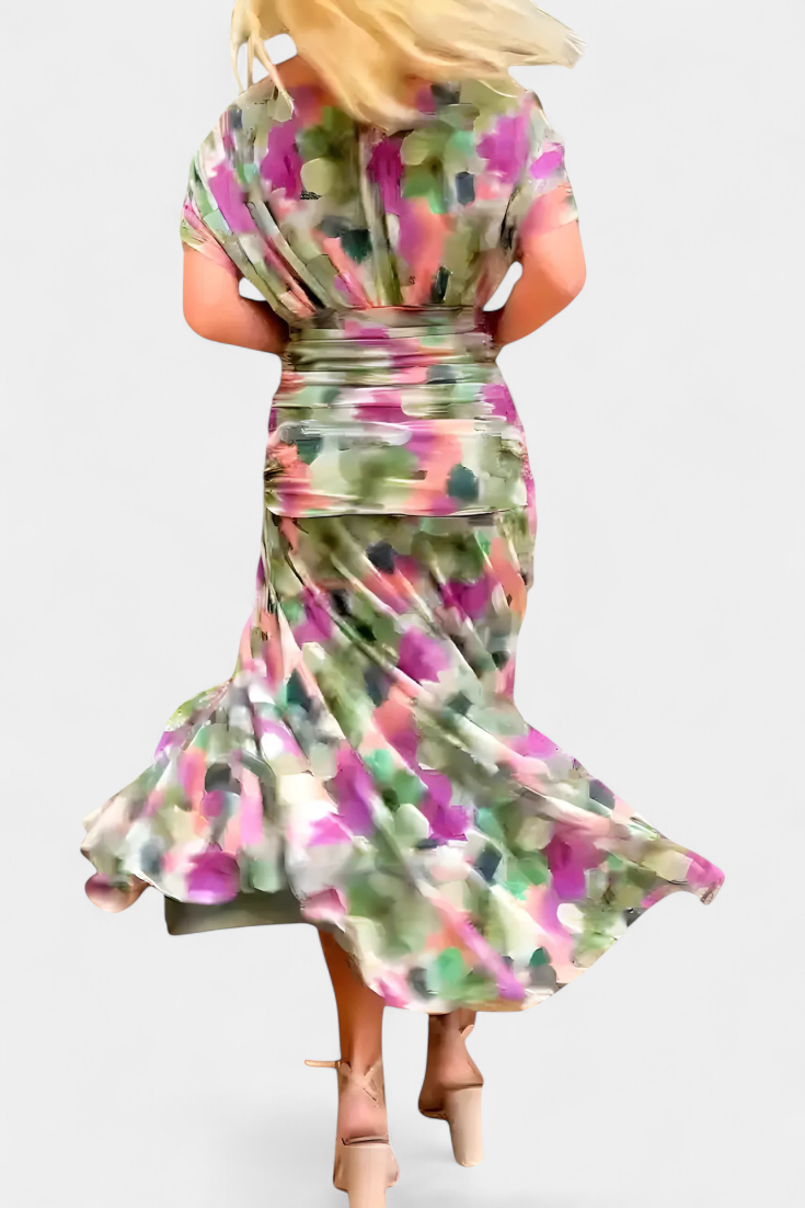 Wendy - Long floral dress with V-neck