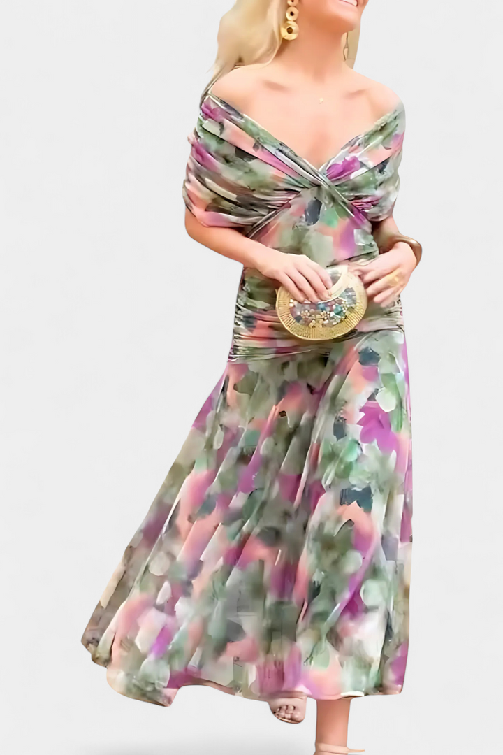 Wendy - Long floral dress with V-neck