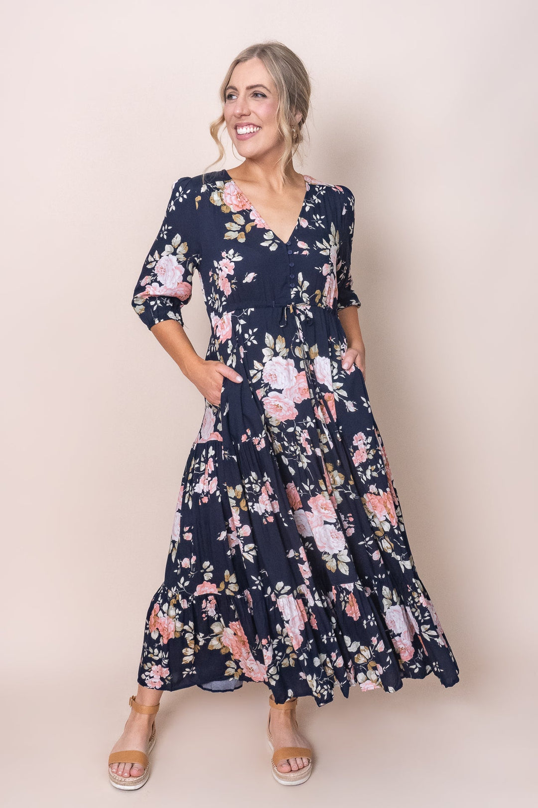Adriana | Navy Maxi Dress
