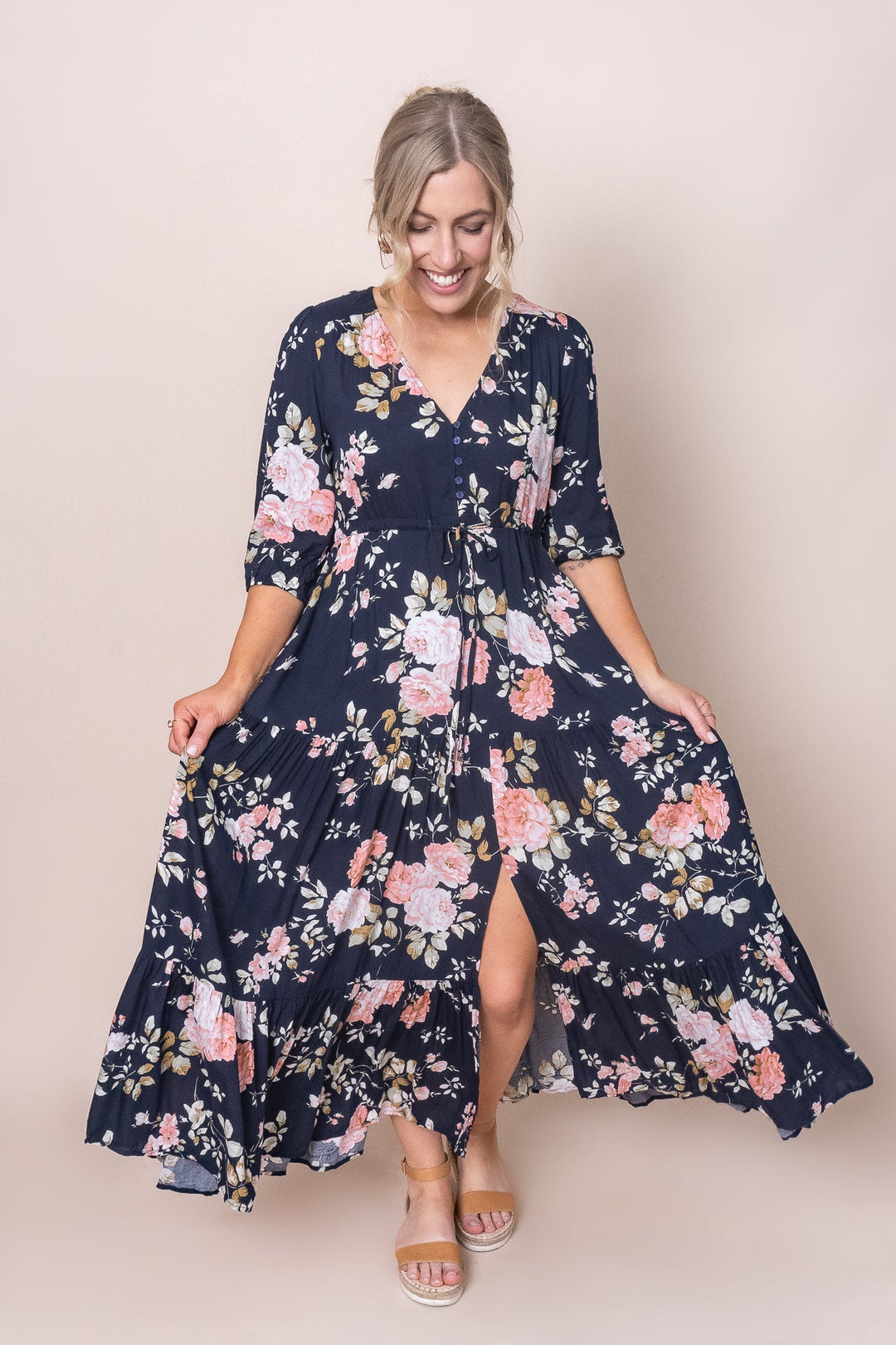 Adriana | Navy Maxi Dress