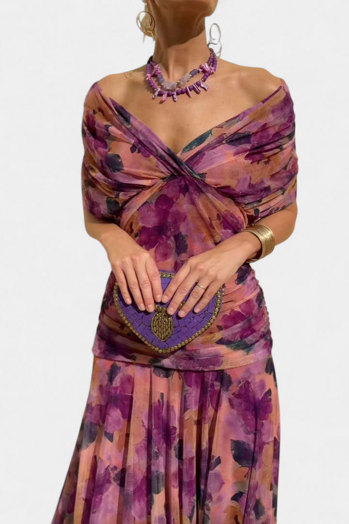 Wendy - Long floral dress with V-neck