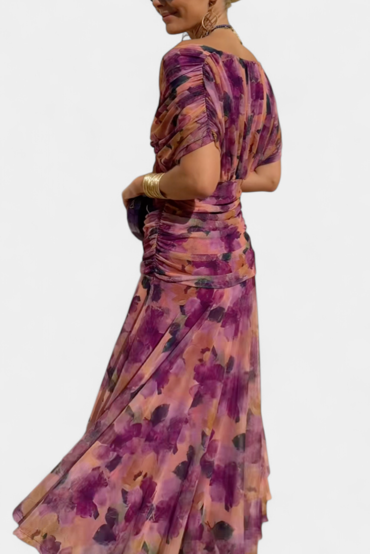 Wendy - Long floral dress with V-neck