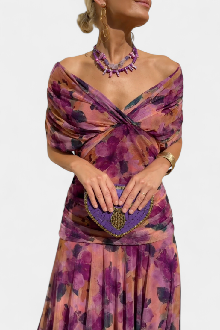 Wendy - Long floral dress with V-neck